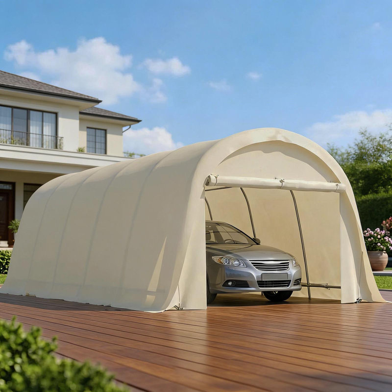 Spacious Garage Car Canopy Tent,Heavy Duty Carport Canopy, Beige
