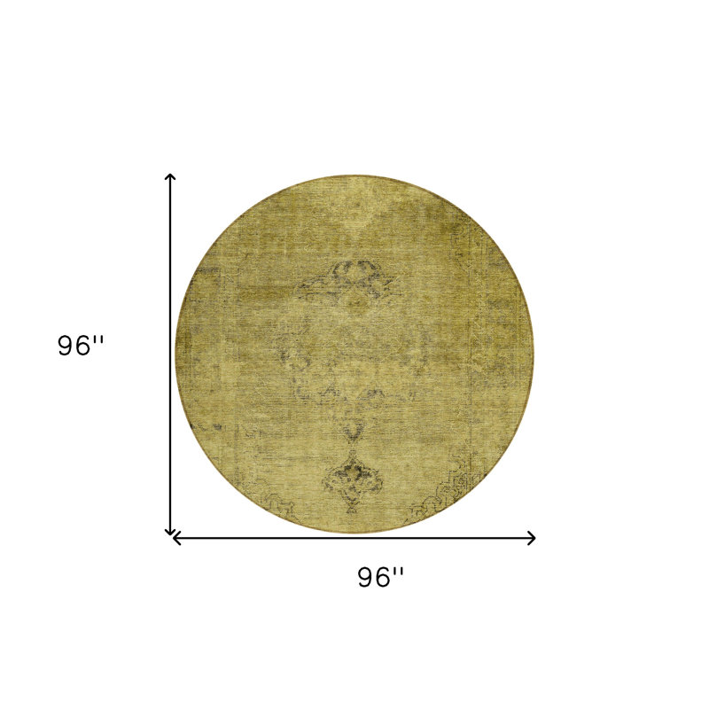 Tapis oriental rond lavable intérieur brun 8 pi