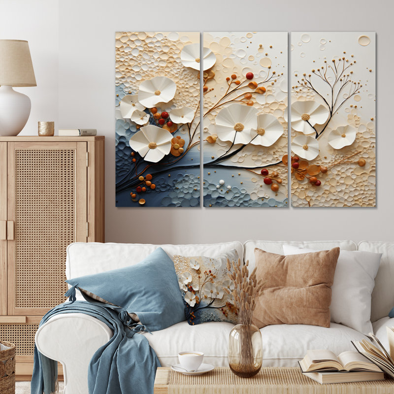 «Ethereal Elegance on Canvas», reproduction de 3 pièces, H 32 po x l 48 po x P 1 po