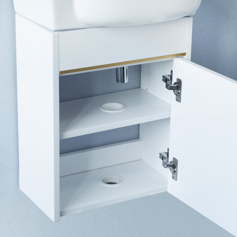 Ensemble de meuble-lavabo mural simple 17 po Detjon, Blanc