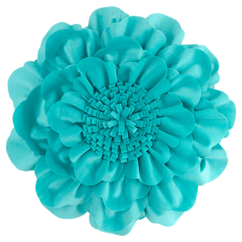 Housse de coussin décorative 3D faite à la main avec pivoine 3D, Sarcelle
