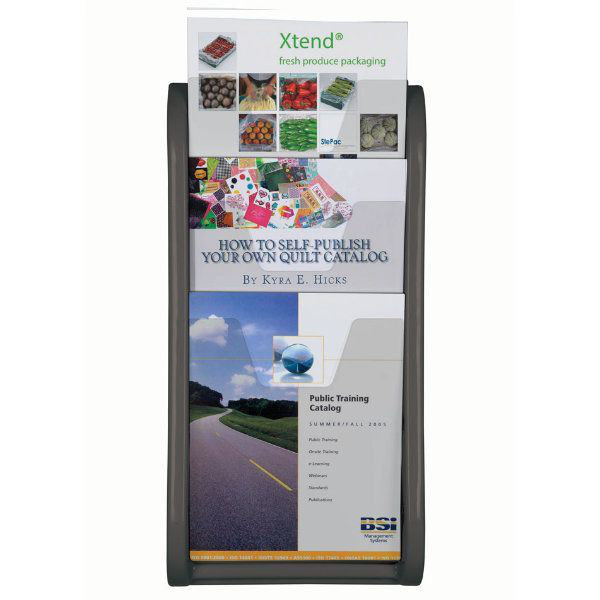 Black Wall Mounted Plastic 3-Pocket Brochure Rack