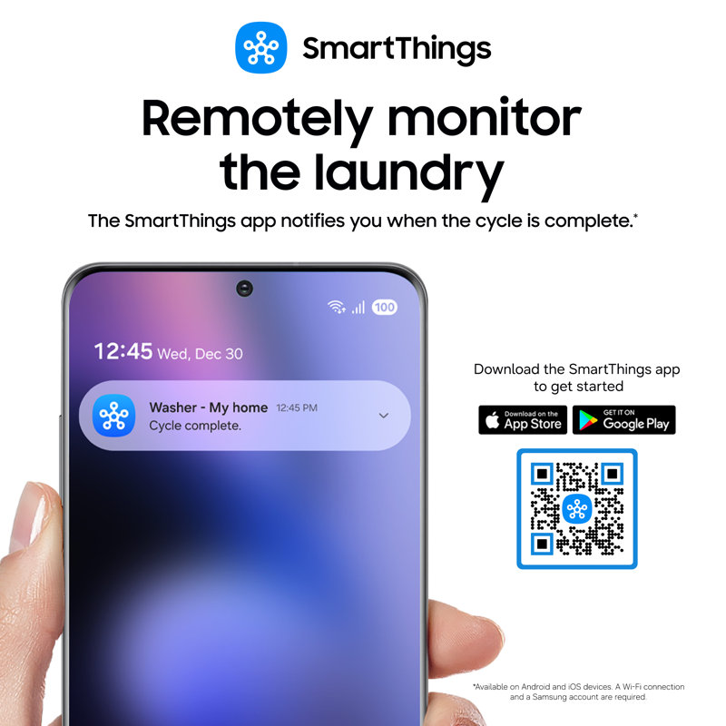 Samsung Front Load Washer, Brushed Black