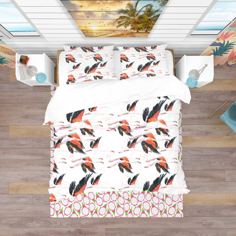 Ensemble de housse de couette tropical, Housse de couette très grand + 2 taies décoratives