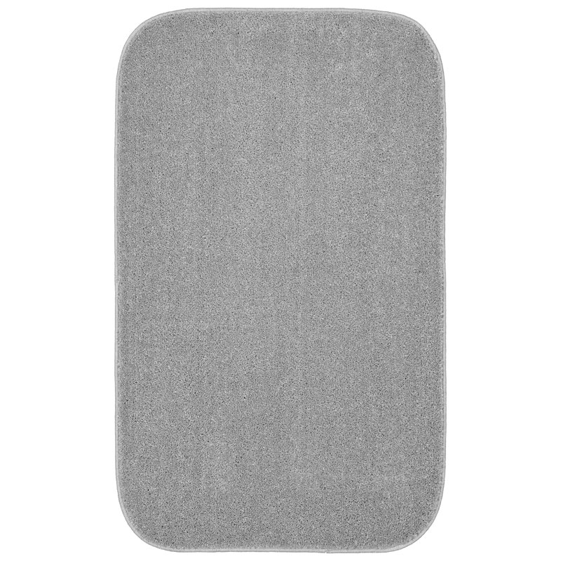 Tapis pour salle de bain en nylon Monarrez avec envers antidérapant, Argenté, Simple - L 40 po x l 24 po