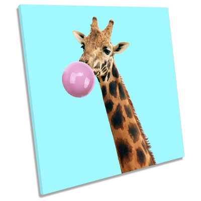 Giraffe Bubble Gum - Wrapped Canvas Print