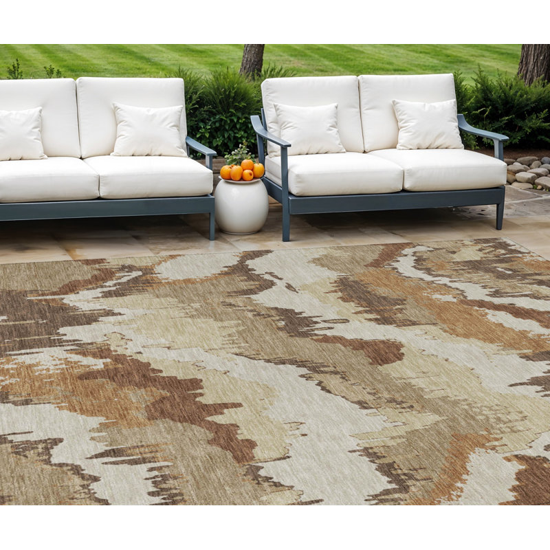 Tapis intérieur lavable abstrait 9 pi x 12 pi beige