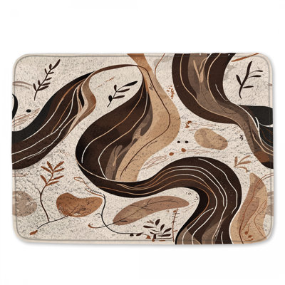 Tapis de bain abstrait à feuilles botaniques