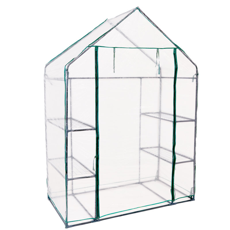 Gulianna 4.5' x 2' x 6.5' Outdoor Portable Walk-In Greenhouse with 4 Shelves with a Clear Cover