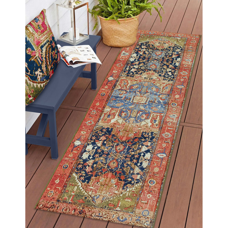 Tapis d'intérieur / extérieur à tissage mécanique Matthies, Tapis de couloir : 1 pi 11 po x 7 pi 6 po