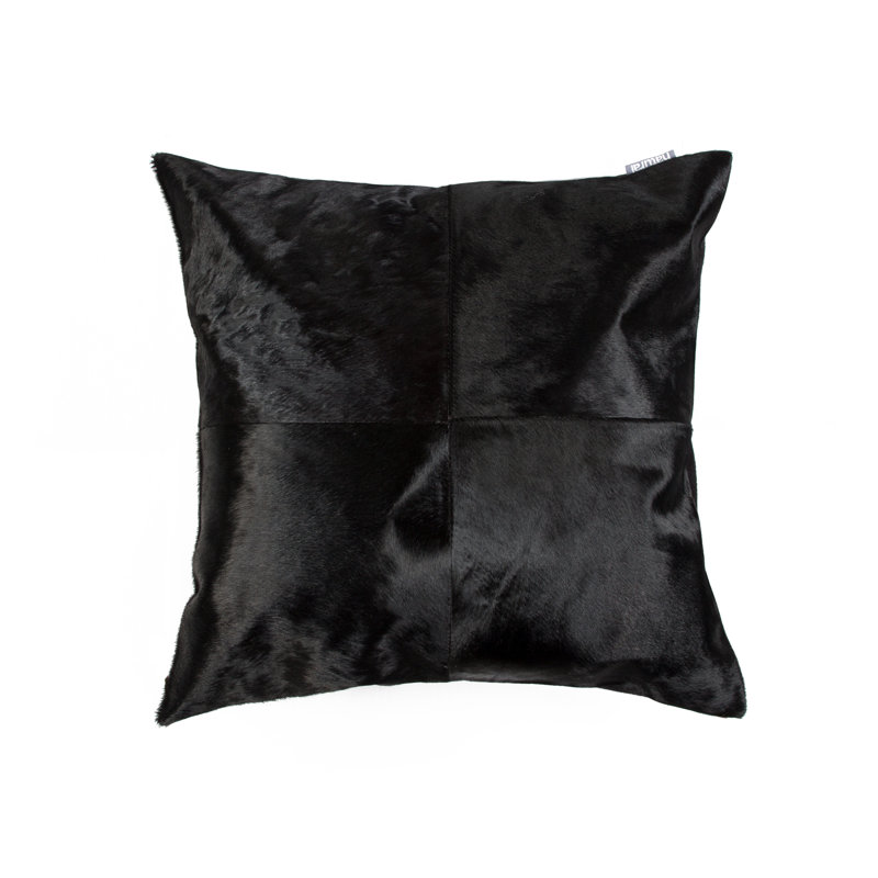 Torino Leather Throw Pillow, Black, Solid Color