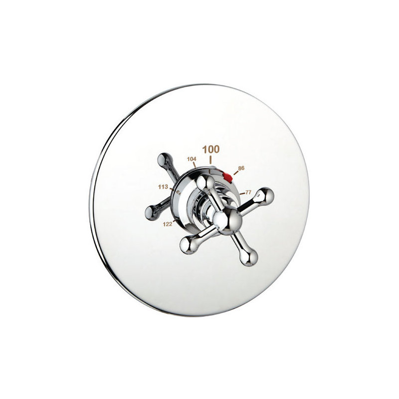 Thermostat rond complet avec soupape, Chrome poli, 0,5 po