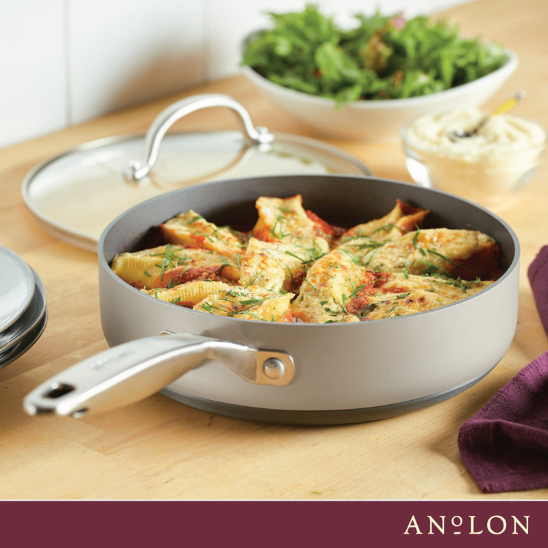 Anolon Achieve Hard Anodized Nonstick Saute Pan with Lid - 3 Quart, Silver