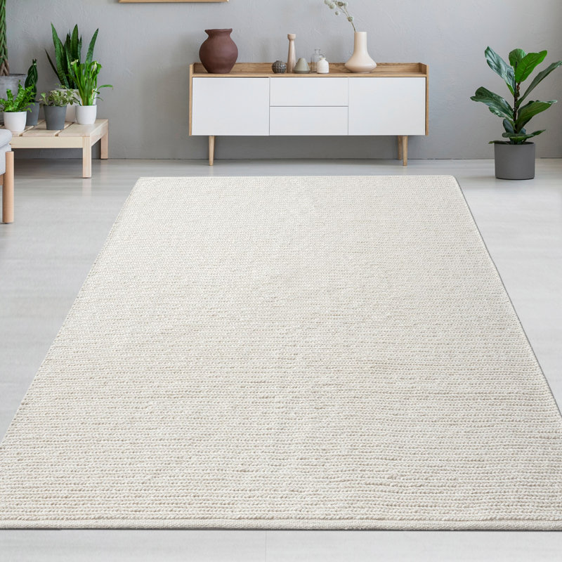 Riba Looped / Hooked Berber Area Rug, Cream, Rectangular 200 x 290cm