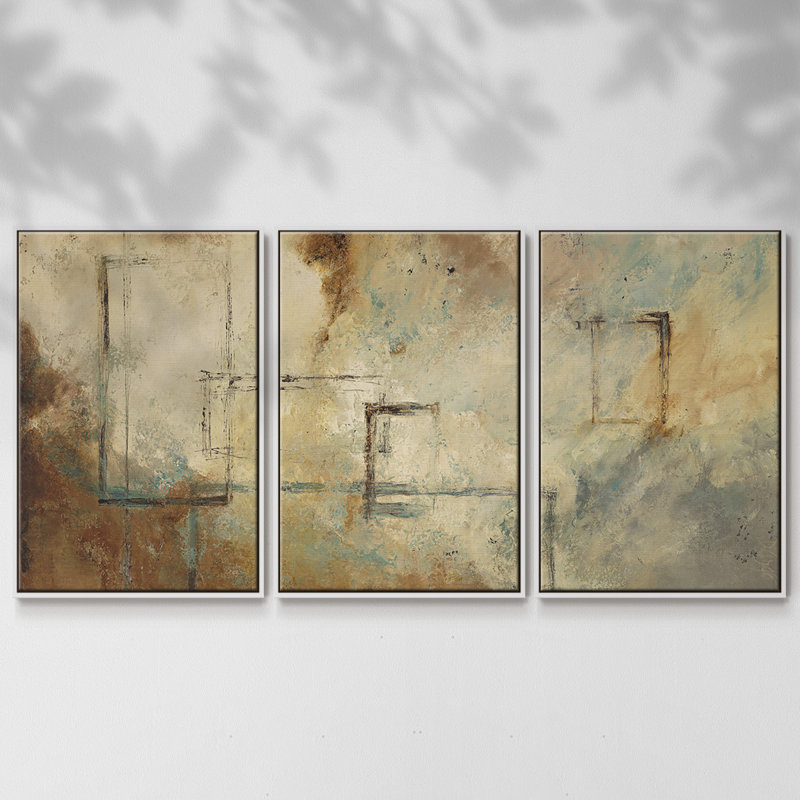 Zen Path II - Toile encadrée multi-pièces, H 36 po x l 75 po x P 2 po, Blanc
