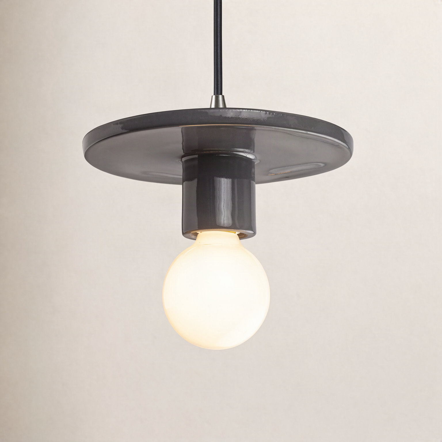 Leni Dimmable 1 - Light Pendant, Carbon Matte Black, Brushed Nickel