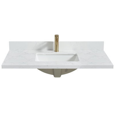 Malaga 43'' Stone Single Bathroom Vanity Top with Sink