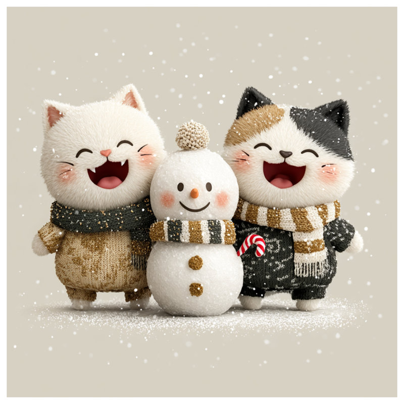 Cute Cats With Snowman Comforter, Twin