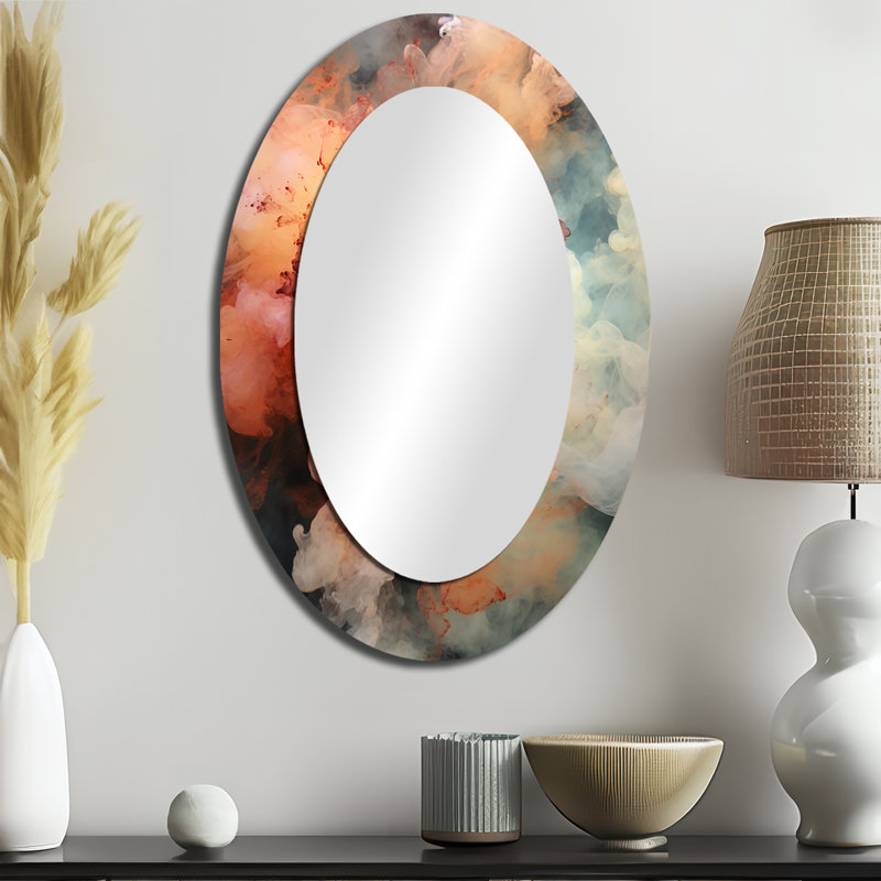 Beyond Boundaries smoke - Red Oval Wall Mirror Decor, 36" H x 24" W