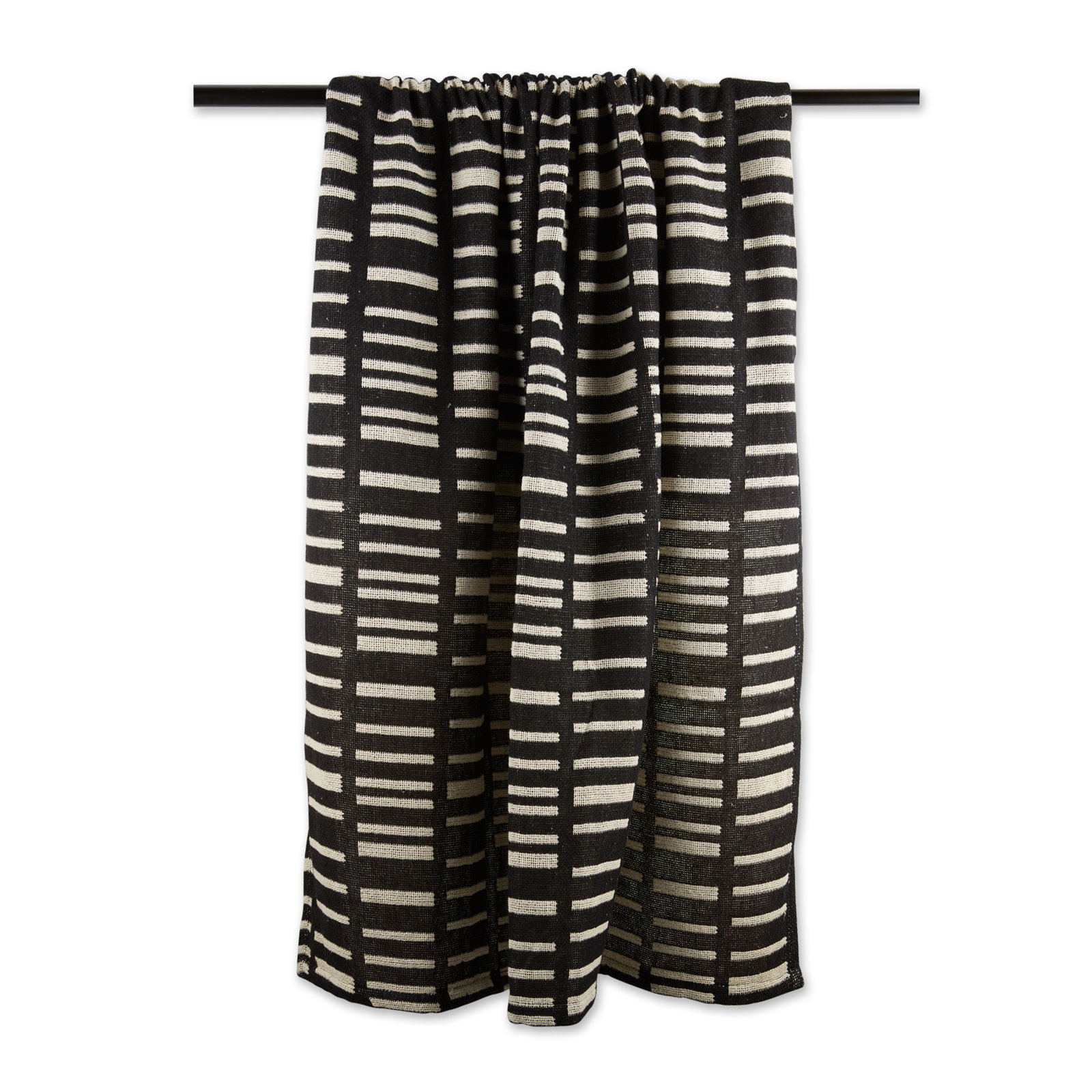 Sori Cotton Hand Woven Throw Blanket, Black
