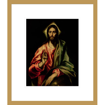 «Christ Blessing» par El Greco - Estampe numérique encadrée