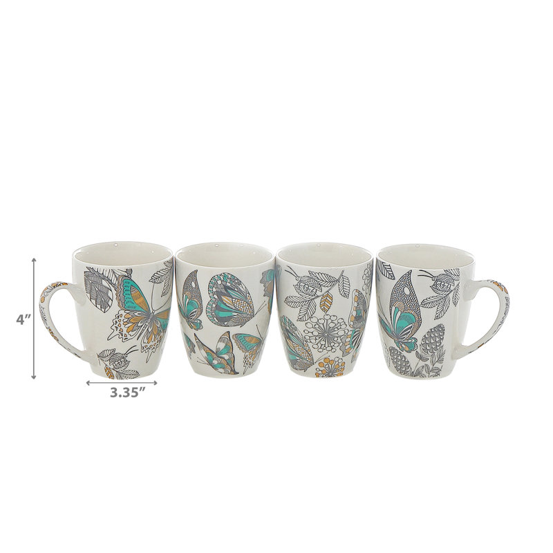 Ensemble de 4 tasses en céramique avec papillons