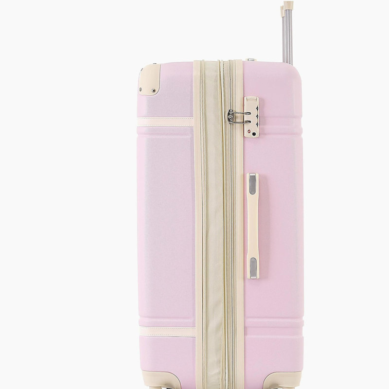 Valise à roulettes Hardshell avec sacs Valise à roulettes double avec verrou TSA, bagage rétro simple 24 po, rose clair