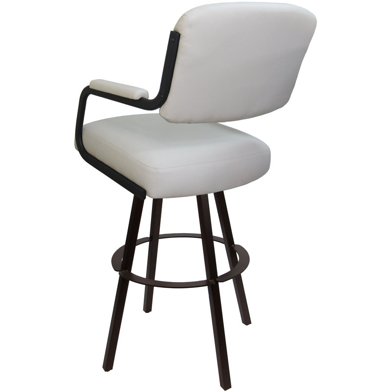 Tabouret de bar pivotant Kambria, Vinyle beige / cadre brun