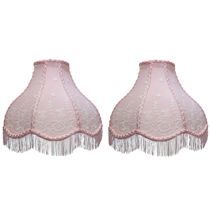 Abat-jours à franges festonnées Victorian, paquet de 2, Rose, H 3,5 po x l 11 po x P 9 po