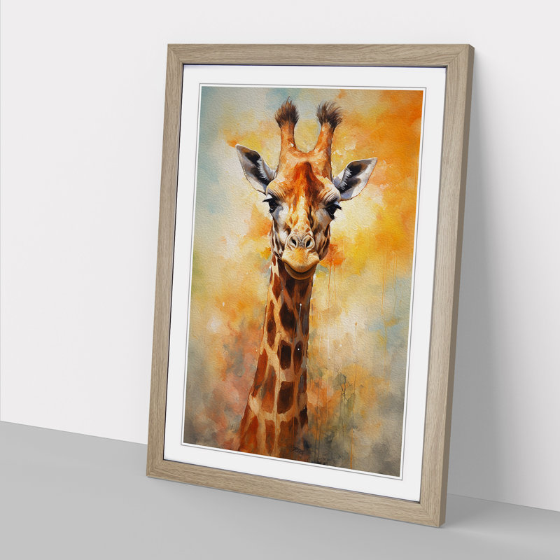 Giraffe Abstract - Framed Print, Oak, 34cm H x 25cm W x 2cm D
