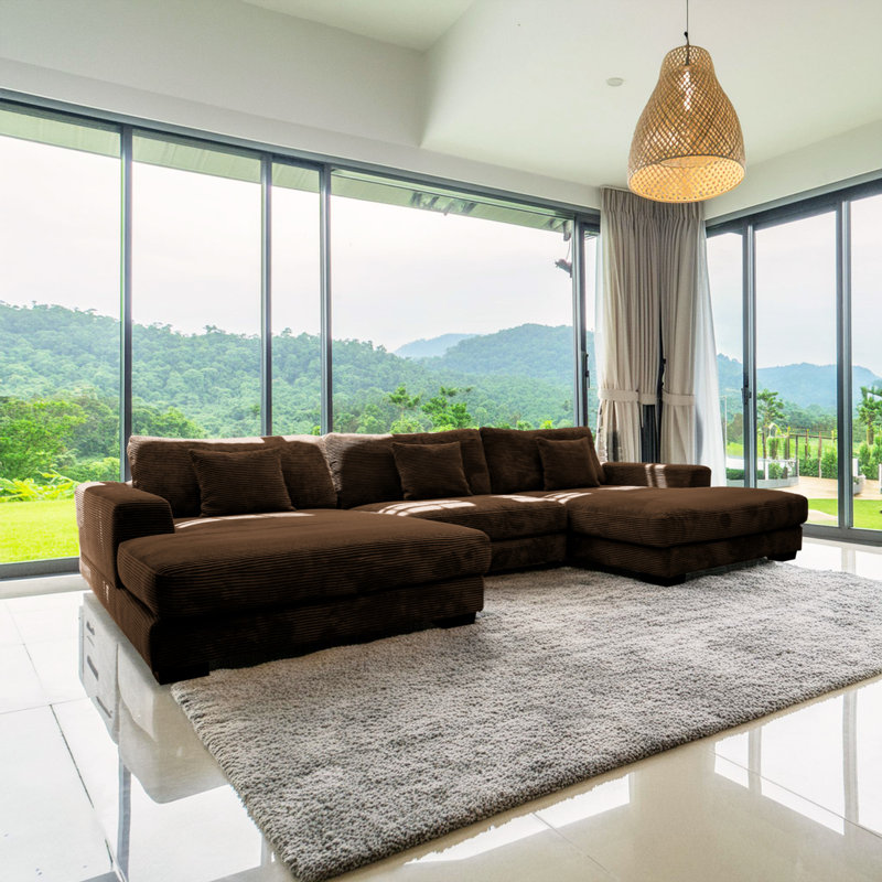 Canapé modulaire moderne en U 3 pièces Bella Modern, Brun