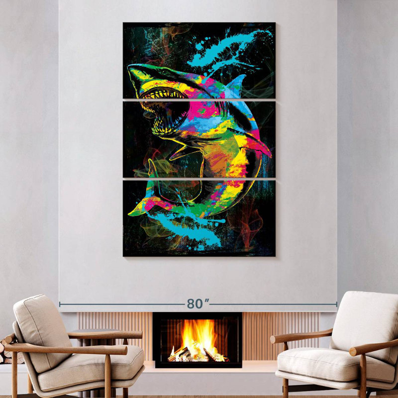 Brampt Color Grunge Shark, 74" H x 48" W