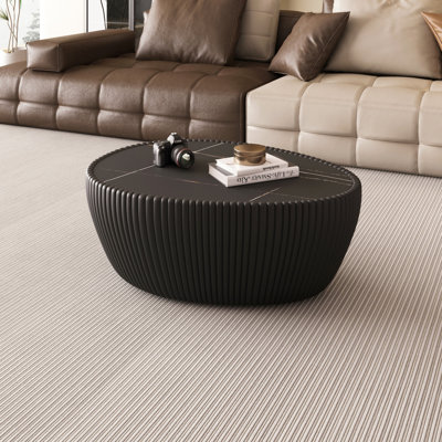 Table basse moderne en cuir fritté noir