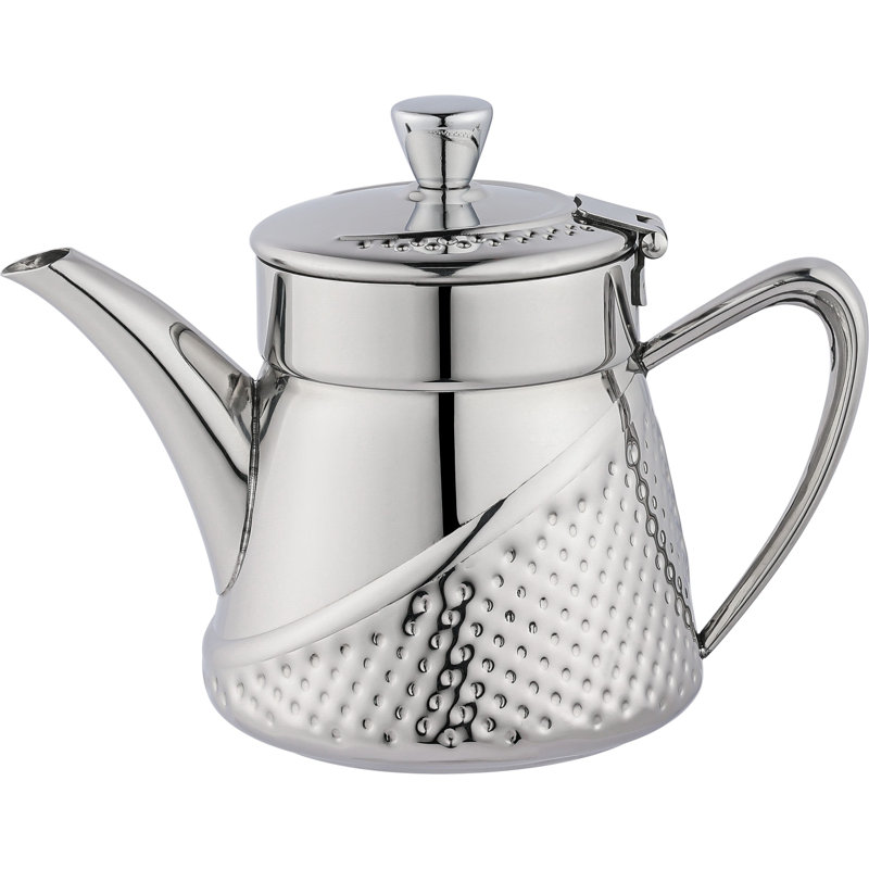 Café Olé AHT-013 Arabica Hammered Tea Pot With Cool Touch Knob And Handle 18/10 Stainless Steel Mirror Polished, 18
