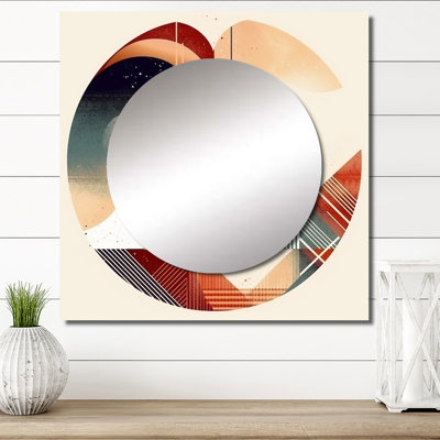 Minimal Boho Landscape In Retro Earth Tones - Modern Geometric Square Living Room Wall Mirror Art