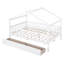 Lit double en bois avec deux tiroirs, blanc
