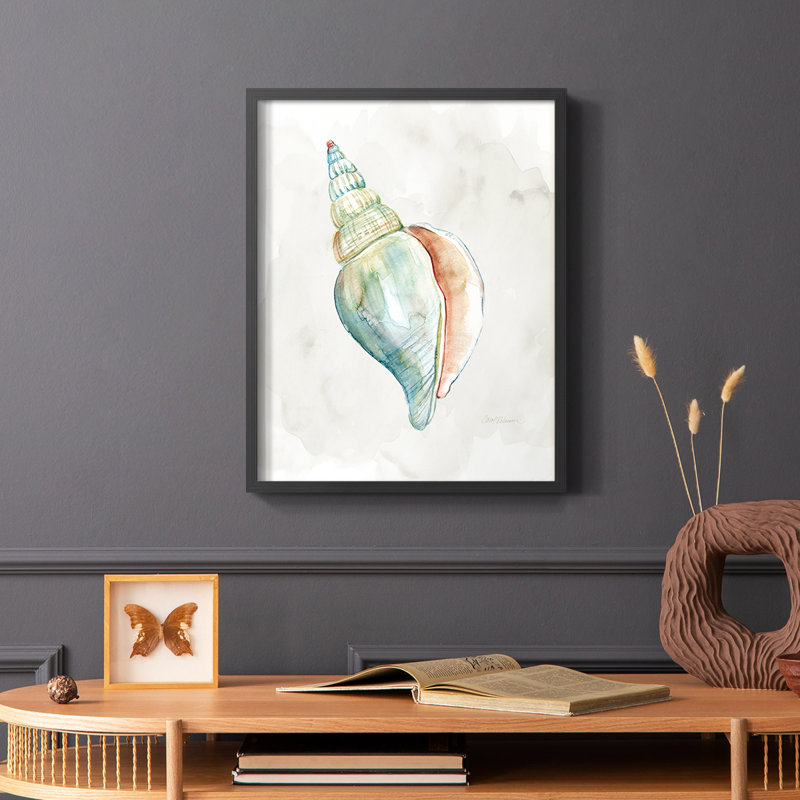 «Pastel Shell II», reproduction encadrée - bois massif, Noir, H 14 po x l 11 po
