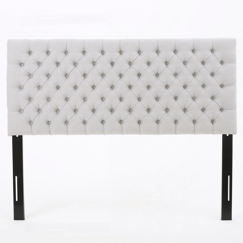 Tufted Upholstered Queen Size Bed Headboard In Modern Button Design, Adjustable Solid Wood Head Board, Solid Wood Head Board With Durable Metal Legs In Bedroom