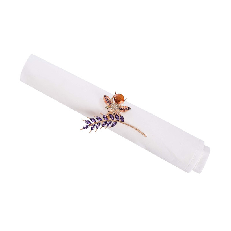 Ensemble de 4 serviettes de table lavande et abeilles