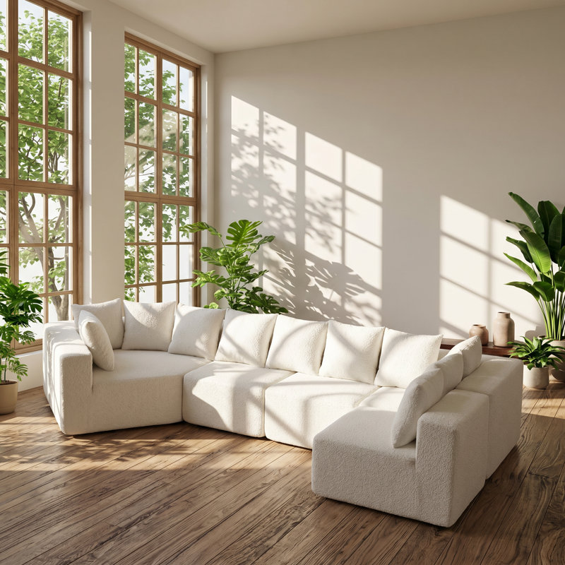 Canapé modulaire à 5 places en chenille l 151,6 po x P 25,6 po x H 32,3 po Sup Furniture