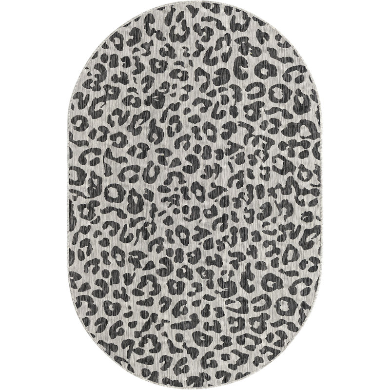 Outdoor Joyous Area Rug Stone Color, Oval 5'3" x 8'
