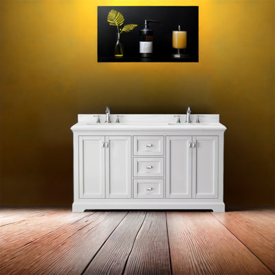 Meuble-lavabo double 60 po avec comptoir