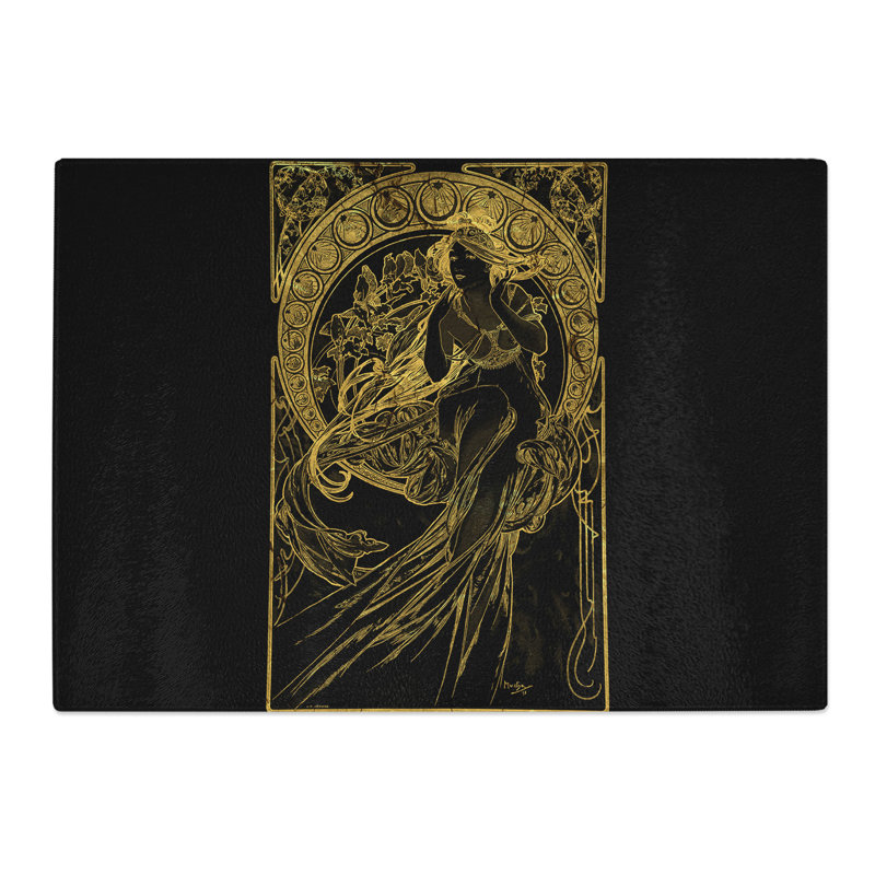 Golden Lady by Alphonse Mucha Chopping Board, 0.4cm H x 28.5cm W x 39cm L
