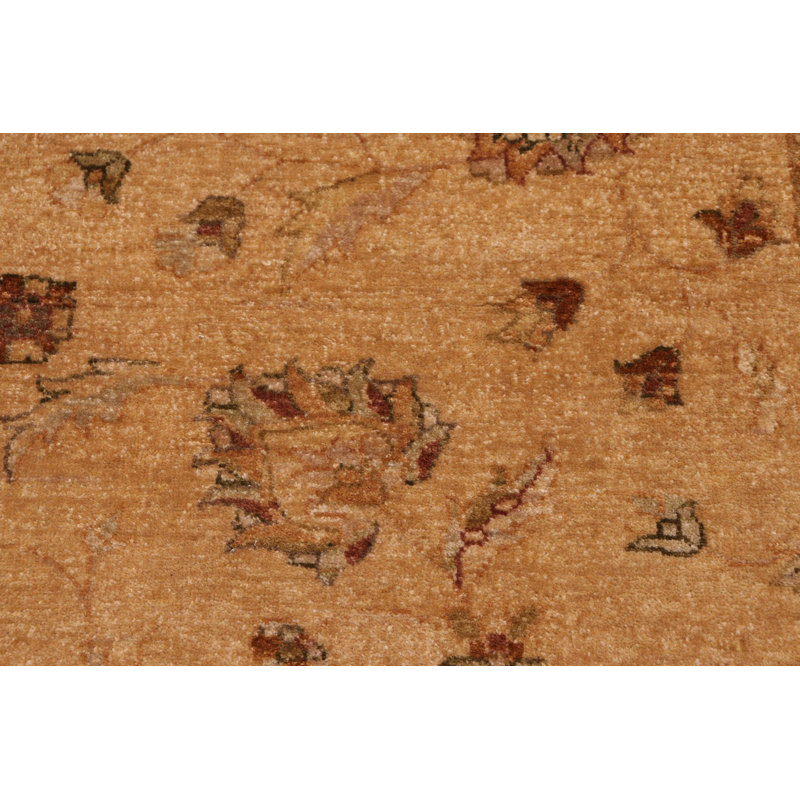 Tapis oriental doré / brun clair en laine noué à la main 7 pi 10 po x 10 pi 3 po Abbigail