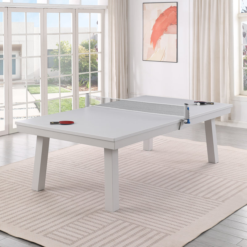 Table de billard d'extérieur / d'intérieur en ardoise avec dessus de salle à manger et accessoires Oasis, Blanc, Sable