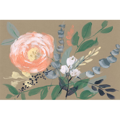 Flowers on Mocha II by Jennifer Goldberger - Painting