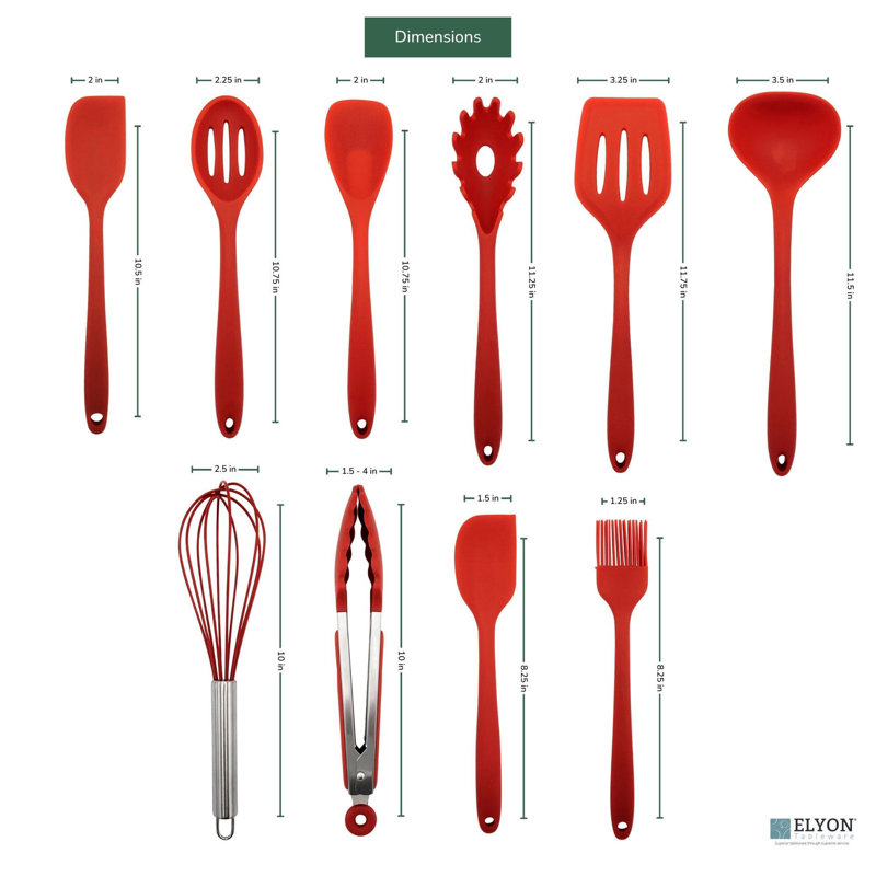 Ensemble d'ustensiles de cuisine 10 pièces Elyon, Rouge