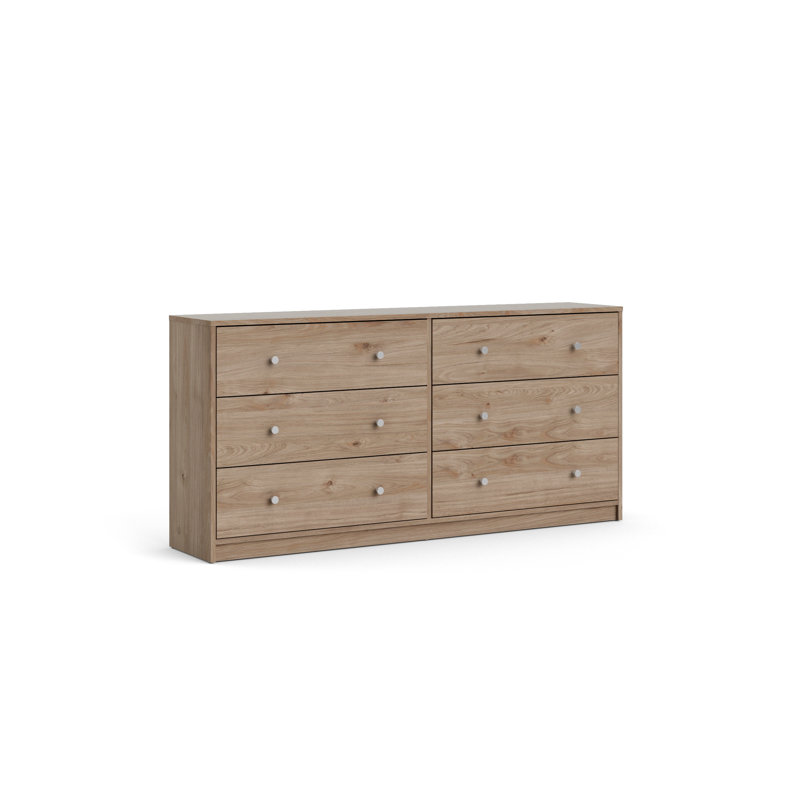 Clanton 6 Drawer 56.34" W Double Dresser, Jackson Hickory