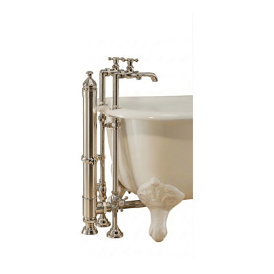 Robinet de baignoire avec poignée en croix et fixation sur le comptoir