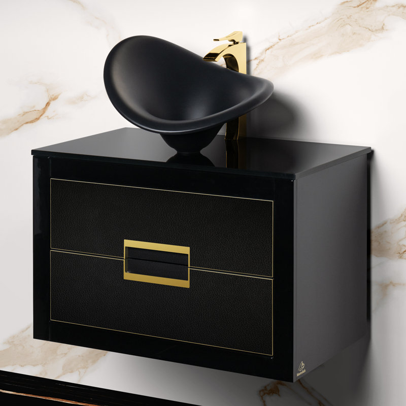 Nova 32'' W Single Vanity, Black/Gold